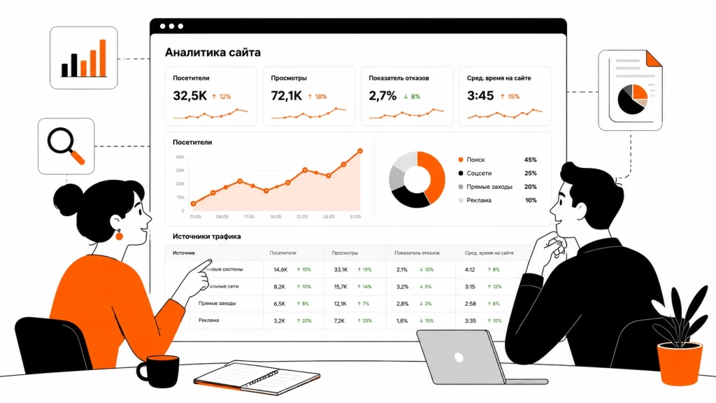 analitika-poseshchaemosti-sajta.webp Аналитика посещаемости сайта с графиками, метриками и источниками трафика.