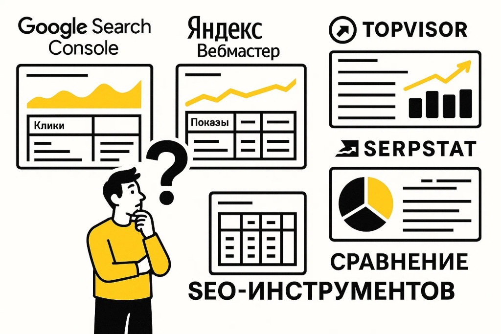 Сравнение SEO инструментов Google Yandex Serpstat и Topvisor на одной иллюстрации Сравнение SEO инструментов Google Yandex Serpstat и Topvisor на одной иллюстрации