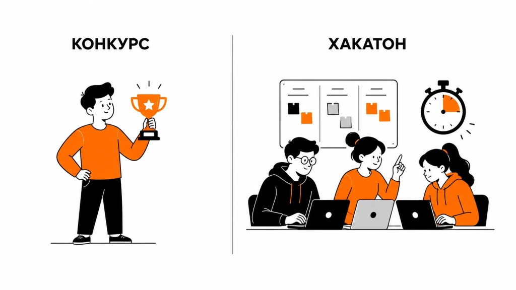 hakaton-konkurs-sravnenie-komanda.webp Хакатон и конкурс: сравнение команды участников и формата соревнования.