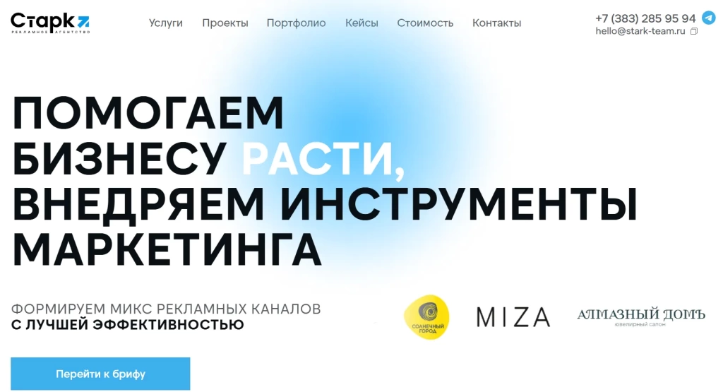 Главная страница Stark Consulting Agency.