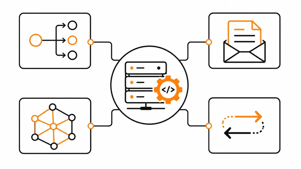 Основные виды API подключены к центральному серверу через разные интерфейсы. 