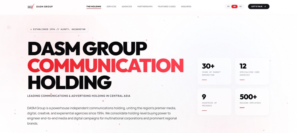 Главная страница агентства DASM Group.