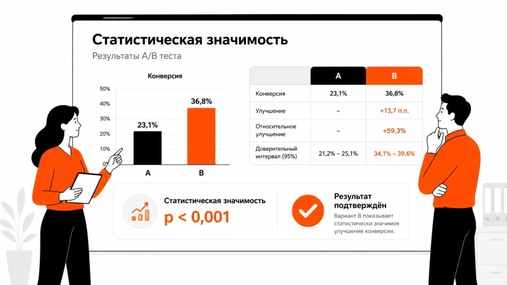 osnovy-a-b-testirovaniya-dlya-uluchsheniya-konversii.webp Основы A/B тестирования для улучшения конверсии сайта с вариантами A и B.