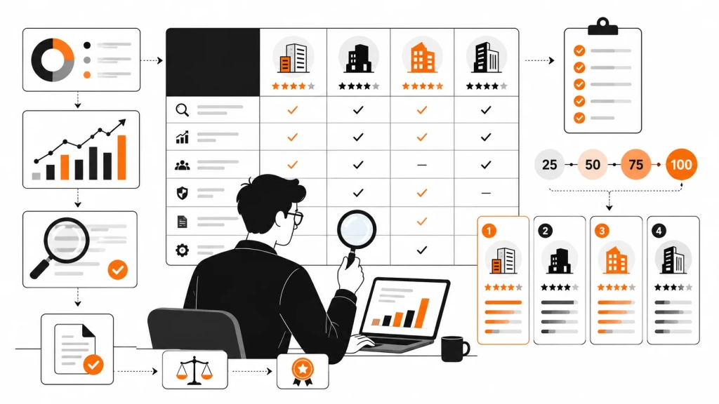 Формирование рейтинга SEO-компаний: проверка критериев, данных и начисление баллов