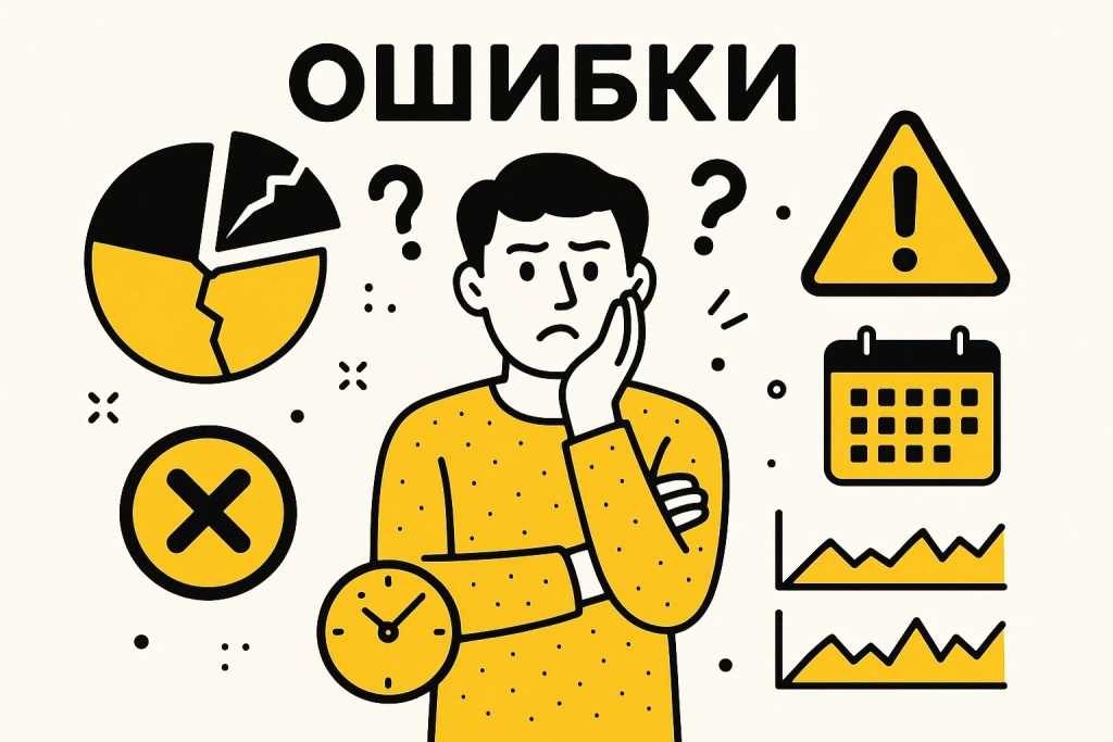 Типичные SEO ошибки в аналитике с графиками, календарем и сломанной диаграммой. Типичные SEO ошибки в аналитике с графиками, календарем и сломанной диаграммой.