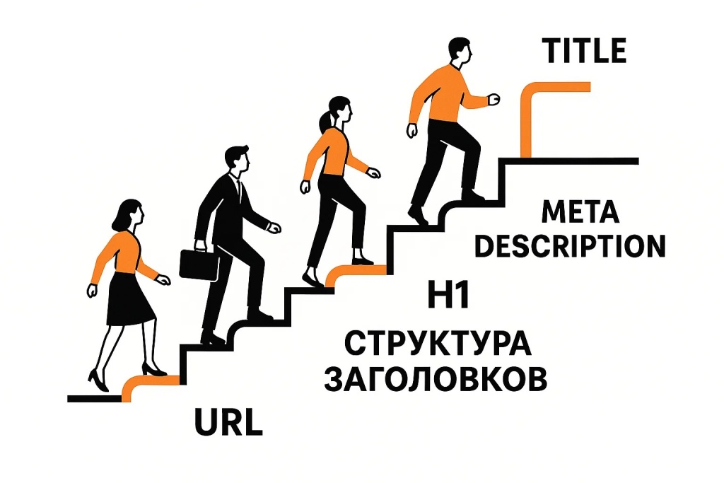 on-page-seo-elementy-title-h1-url-struktura.jpg Основные элементы внутренней оптимизации страницы включая теги Title H1 и структуру URL.