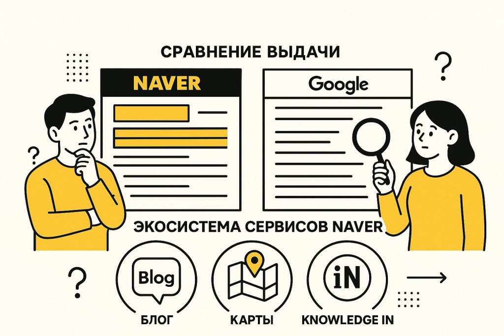 Specifika poiska v Naver.jpeg Сравнение поиска в Naver и Google с элементами экосистемы Naver.