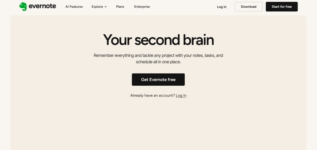 Логотип Evernote в виде головы слона на главной странице сервиса для заметок.