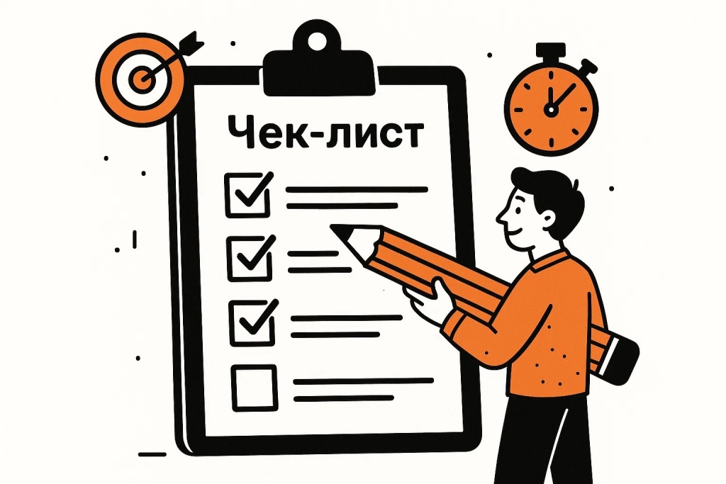 Чек-лист для эффективности с выполненными задачами и целями