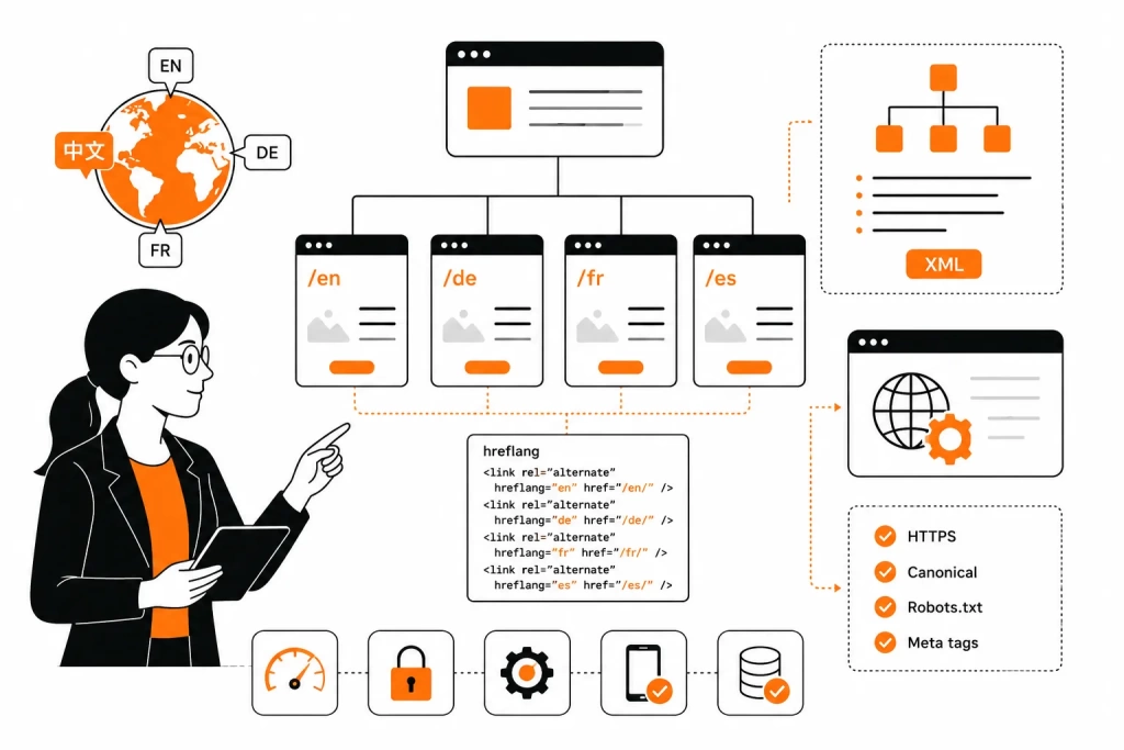 technical-seo-multilingual-website.webp Техническая оптимизация мультиязычного сайта с настройкой hreflang и структуры страниц